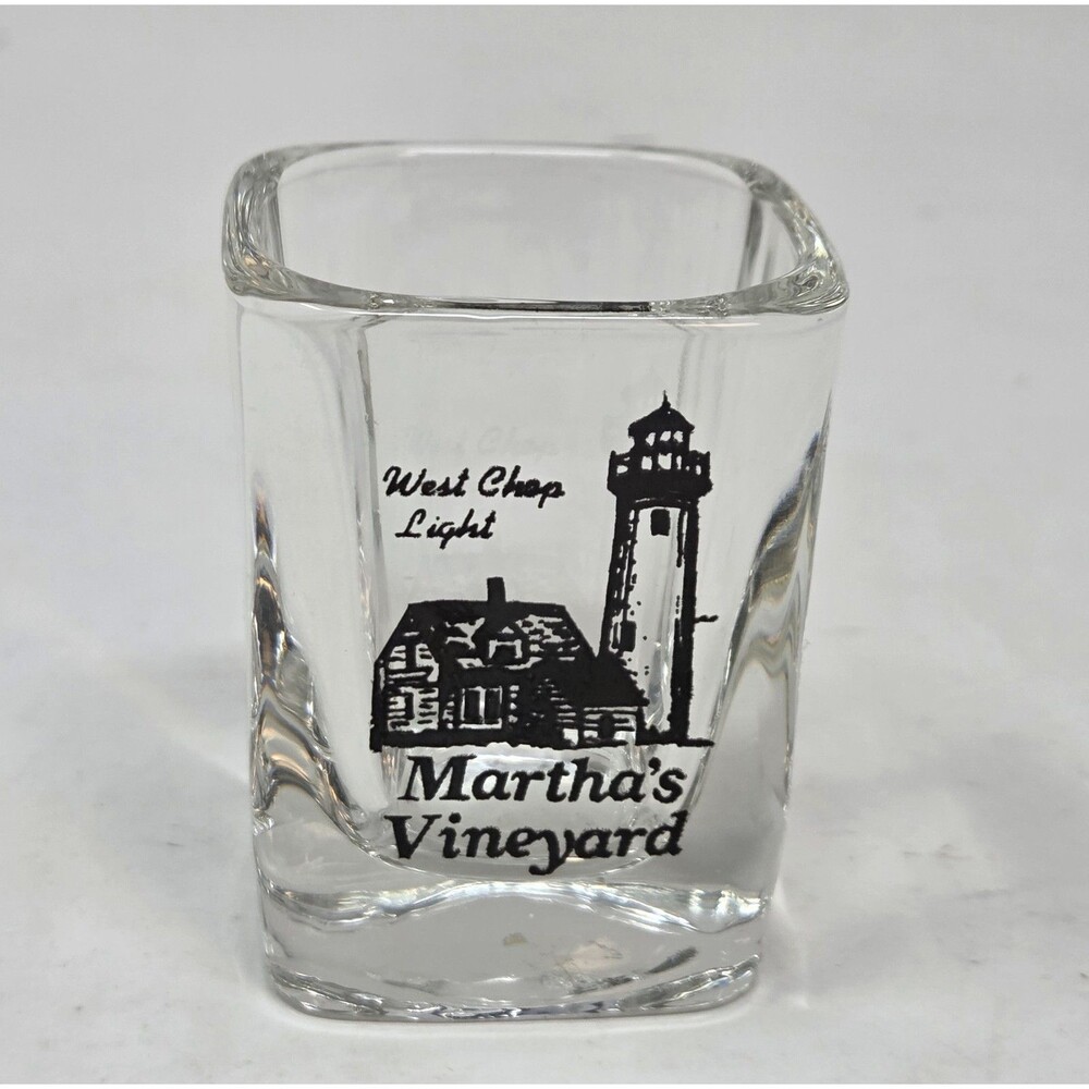 Vintage Martha's Vineyard West Chop Lighthouse‎ Souvenir Shot Glass Square